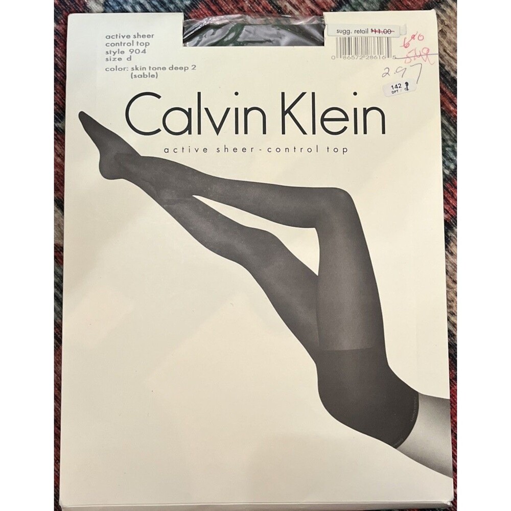 Calvin Klein Active Sheer Control Top 904 Sz D Pantyhose Skin Tone Deep Sable